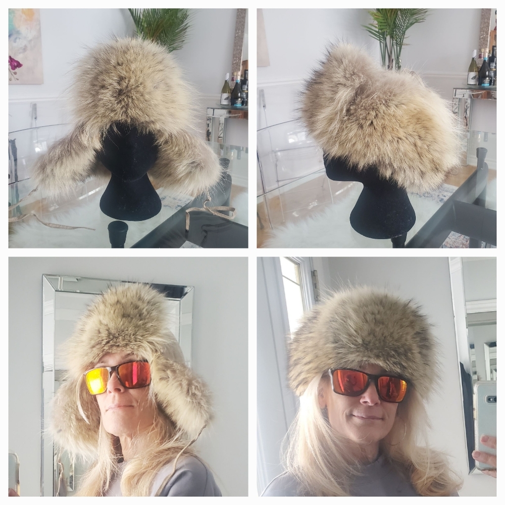 Vittorio Coyote Fur & Suede Quilted Trapper Aviator Hat